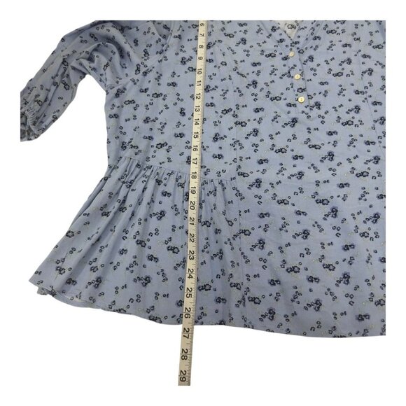 Como Blu Womens 100% Rayon Blue Floral Print Top Blouse SZ 2X V-Neck 3/4 Sleeve - Picture 5 of 12